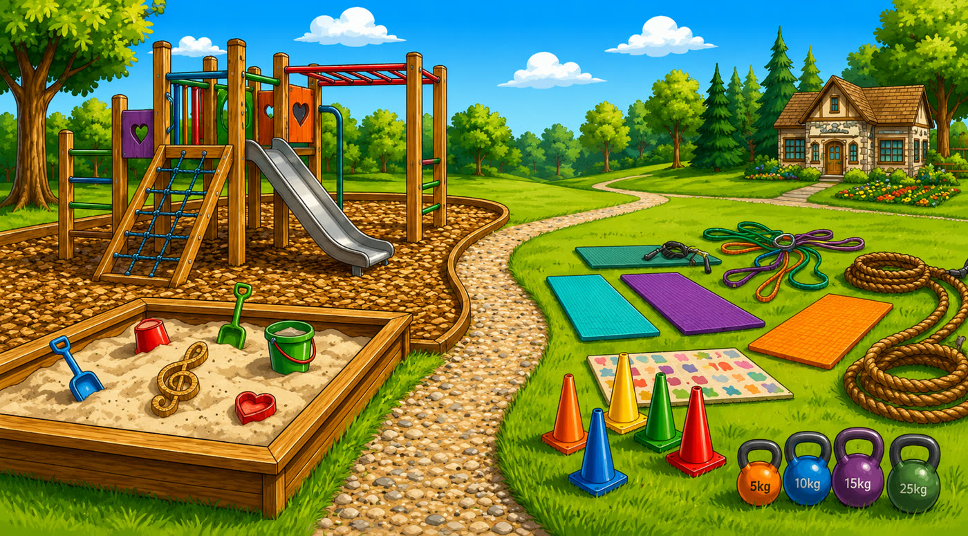 Outdoor playground and fitness area